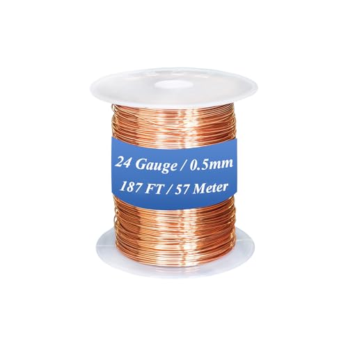 HWYEE 99.98% Bare Copper Wire 24Gauge (0.019') 187ft (57m) Copper Wire for electroculture Gardening...
