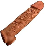 Reusable Male Super New Soft Silicone Sleeve Extra Length and Girth for Men Male Enhancement Extension Sleeve (Brown, 8 in)