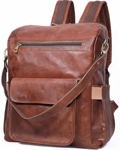 Genuine Leather Laptop Backpack for Women Designer Brown Leather