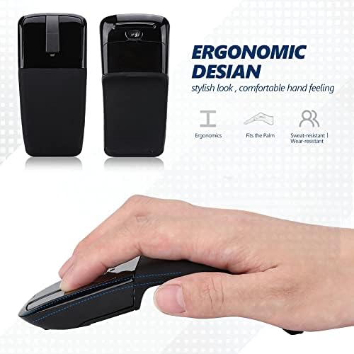 Dpofirs Ergonomic Wireless Mouse, Folding Flattening Mouse, Low Wireless Noise Arc Mouse Touch Universal, High Sensitivity 4 Keys Multifunctional Mouse, Silent Optical Folding Mouse