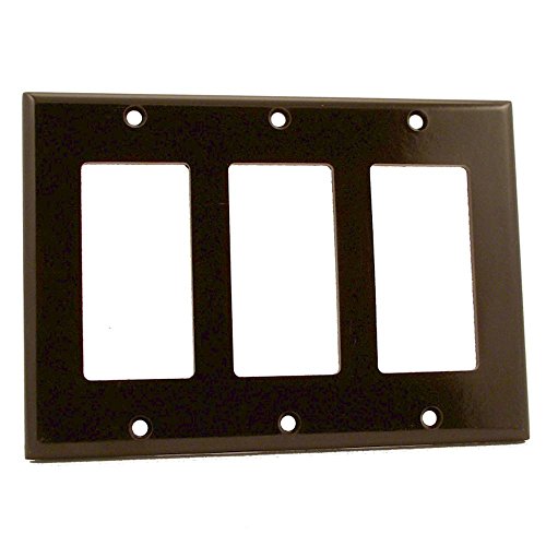 Image of Leviton 3-Gang Decora /GFCI Device Decora Wallplate, Standard Size, Thermoset, Device Mount, 80411, Brown