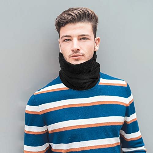 Chalier Fashion Unisex Winter Neck Warmer Thermal Lined Infinity Knitted Snood Scarf for Mens Womens (2 Pack)
