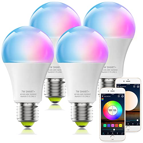 MagicLight Smart Light Bulbs, WiFi & Bluetooth 5.0, A19/E26 LED Color Changing Light Bulb, 60W Equivalent, Dimmable, RGBCW, App Control, Smart Home Lighting Works with Alexa Google Assistant, 4Pack MagicLight Smart Light Bulbs, WiFi & Bluetooth 5.0, A19/E26 LED Color Changing Light Bulb, 60W Equivalent, Dimmable, RGBCW, App Control, Smart Home Lighting Works with Alexa Google Assistant, 4Pack