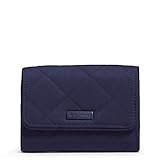 Vera Bradley Performance Twill Riley Compact Wallet with RFID Protection, Classic Navy
