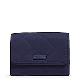 Vera Bradley womens Performance Twill Riley Compact With Rfid Protection Wallet, Classic Navy, One Size US