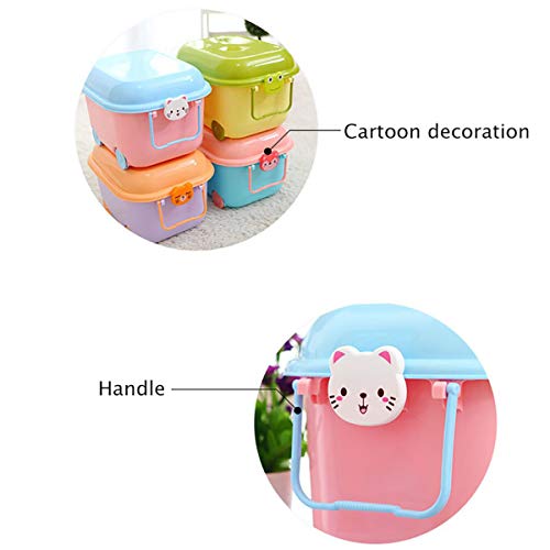 Image of Baby Bucket Multipurpose Storage Box with Wheels | Children's Toy Storage Box | Pulley Plastic Case Storage Container-(49 x 38 x 30.8 cm)-[Pink-Cat]