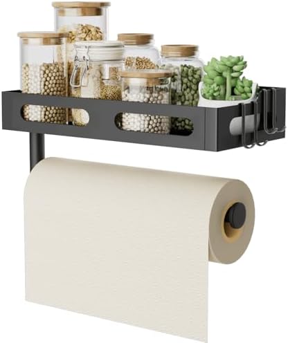 Paper Towel Holder Wall Mount for Kitchen, One-Handed Tear, Bathr...