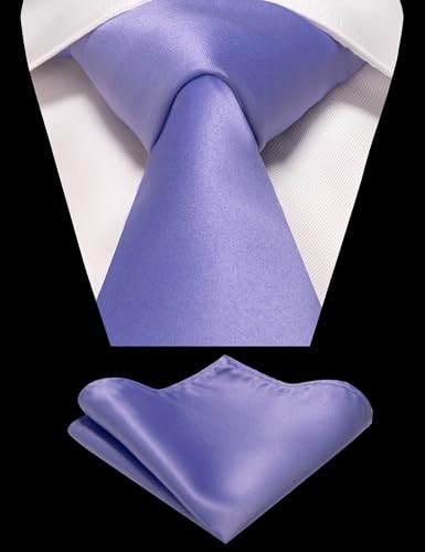 Image of RBOCOTT Solid Color Tie and Pocket Square Hankerchief with Lapel Pin Set for Men