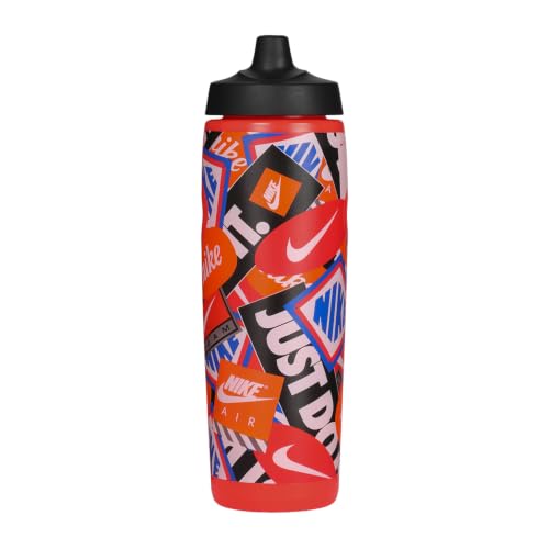 Image of Nike REFUEL Bottle 24 OZ Graphic Graphic LT Crimson /Black /LT Crimson /Safety Orange /White, SQUEEZABLE Sipper Bottle 710 ml