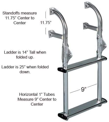 DotLine Universal Mount Aluminum Folding Transom Boat Ladder – Durable, Foldable, Easy Installation