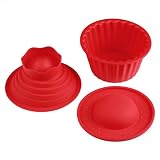  KKAAMYND Molde Gigante de Silicona para Cupcakes de 40 ℃ ~ 240 ℃, 3 Piezas Big Top Cupcake Molde de Silicona Resistente al Calor Herramientas para Hornear Máquina para Hornear, Rojo, Apto para Horno
