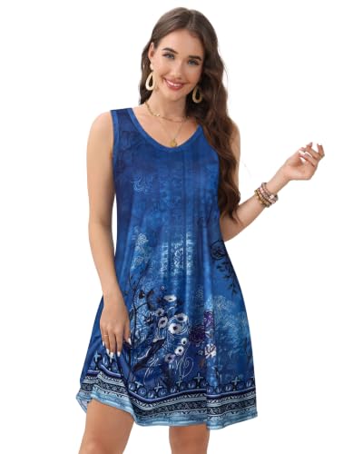 Image of CHICGAL Womens Summer Dresses Casual Sleeveless Loose T Shirt V Neck Sundress Swing Beach Cover Up with Pockets 2026