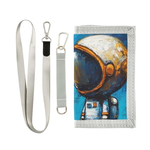 FOLIOSA Cute Little Astronaut Kids Wallet for Boys Girls Youth, Small Wallet Novelty Wallet 4.9×2.9 in