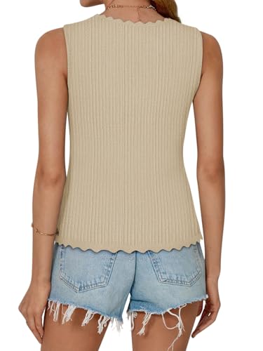 Image of COCCKO Womens Summer Tops Vacation Beach Outfits Cute Tie Front Crochet Vest Knit Sleeveless Sweaters