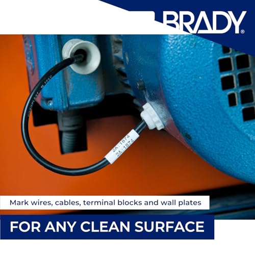 Image of Brady Repositionable Vinyl Cloth Pre-Sized Labels for Label Printer BMP51 /BMP53 /M511-160 Self Adhesive Vinyl Printer Labels - Black on White (25.40 mm x 31.75 mm) - M5-103-498