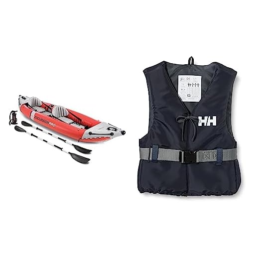 Intex Excursion Pro Kayak, Super Tough Laminate With Oars And Pump, 384X94X46Cm, Multi-Coloured &Amp; Helly Hansen Sport Ii- Chalecos Salvavida Unisex, 70/90