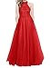 Produktbild Charmant Damen Glamour Steine Spitze Tuell Abendkleider Abschlussballkleider Abiballkleider Jugendweihe Kleider Lang -32 Rot