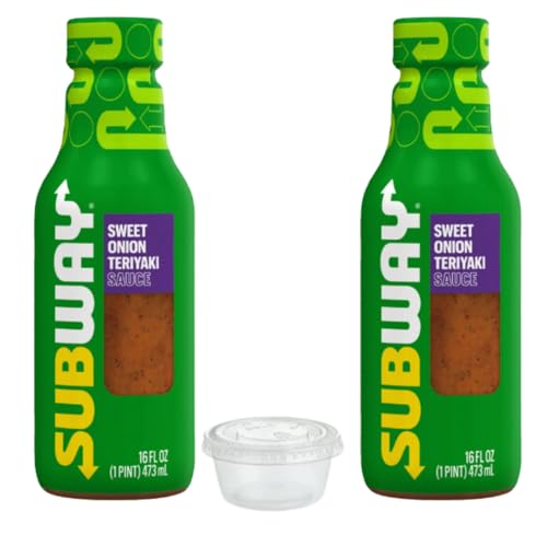 Generic Subways Sweet Onion Teriyaki Sauce Bundle, Includes Two (2) 16 oz Bottles and Five 2 oz To Go Sauce Containers