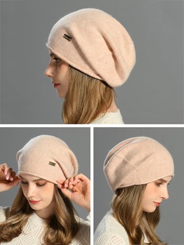 Image of jaxmonoy Cashmere Slouchy Knit Beanie Hat for Women Winter Soft Warm Ladies Wool Knitted Skull Beanies Cap