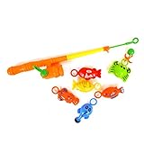 WONDERKIDS - Angelrute mit Haken und Rolle, 41 cm, 1 Stück, für Boden und Wasser, Nadelspitze, mehrfarbig