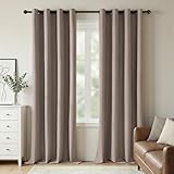 HushLoom Vorhänge Verdunklungsvorhang 100% Blickdicht in Leinenoptik H 245 x B 140 cm Hellbraun Thermovorhang Gardinen aus Polyester mit Ösen 2er Set für Schlafzimmer Wohnzimmer