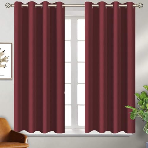Homestan Blackout Window Curtains 5 Feet Long Set of 2, Room Darkening Blackout Curtains 5 Feet for Window with Grommet Design for Home Decor (5x4 Feet, Mulberry)