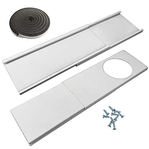 JEACENT Window Seal Plates Kit for Portable Air Conditioners, Plastic AC Vent Kit for Sliding Glass Doors and Windows - Adjustable Length Panels for Exhaust Hose of 6â€ Diameter
