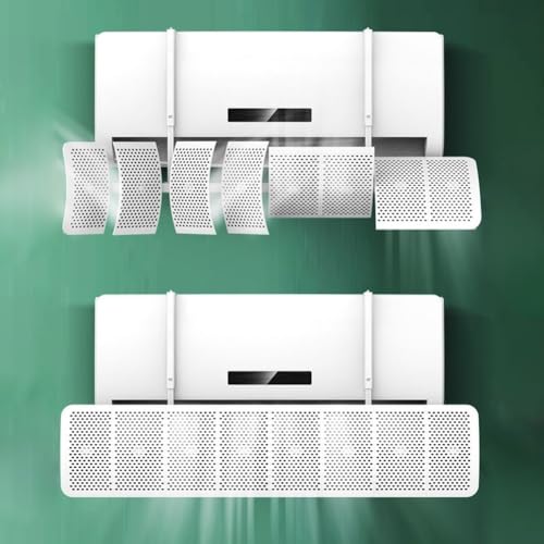 Luftstromabweiser zur Wandmontage, 8 Blätter, für Klimaanlagen mit einstellbaren Richtungen und optionalem Filterwatte für Frischluft (Kohlefilter)