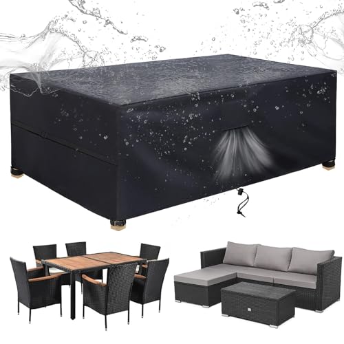 SIRUITON 180x120x74cm Funda Mesa Exterior Impermeable, Funda Muebles Exterior De Jardín con Salidas de Aire, Resistente Al Viento, Resistente a Los Rayos UV, Funda Mesa Jardin Oxford 420D