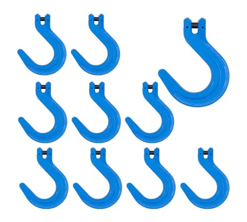 Mytee Products 10 Pack 3/8" Grade 100 Clevis Foundry Hook - WLL 8800 LBS - Blue Clevis Hook for Towing, Lifting &amp; Rigging