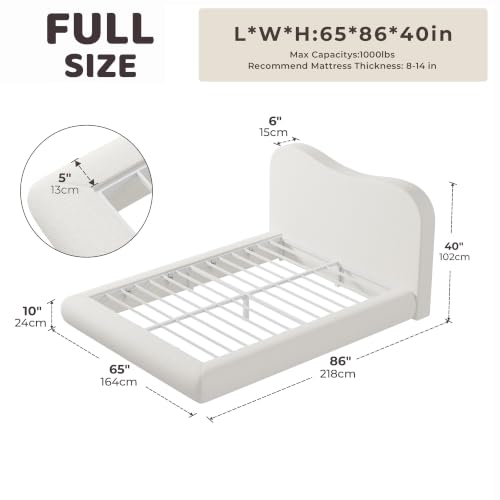 Image of RECCI AirFrame Full Size Upholstered Bed Frame with Curved Headboard