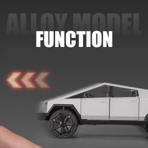 Image of Tesla Cyber Truck Model Car | Exclusive Alloy Metal Pull Back Action | Openable Doors & Light, Music Toy Car for Kids | Best Gifts Toys Boys & Collectors (Tesla CyberTruck 1:36)