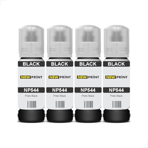 4x Refil Tinta New Print 544 Para Epson L3150 L3250 L3110 L5190 L3210 L5290 L1250 L5590 T544 Preto
