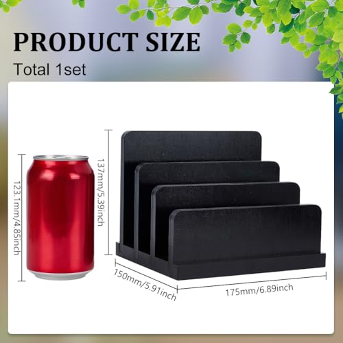 FINGERINSPIRE Schwarzer Briefhalter Aus Bambus Für Die Arbeitsplatte Mit Schlitzen In 4 verschiedenen Größen Rechteckiger Brief Organizer Aus Bambus Vertikaler Schreibtischhalter Für Briefe Dateien