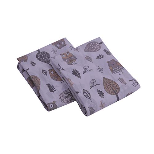 Bacati - 2 Pack Crib Fitted Sheets - Owls Neutral Beige/Grey Soft Breathable 100% Cotton Percale Baby Sheets - Fits Standard 28 X 52 X 5 Inches Crib & Toddler Mattresses #TOP2