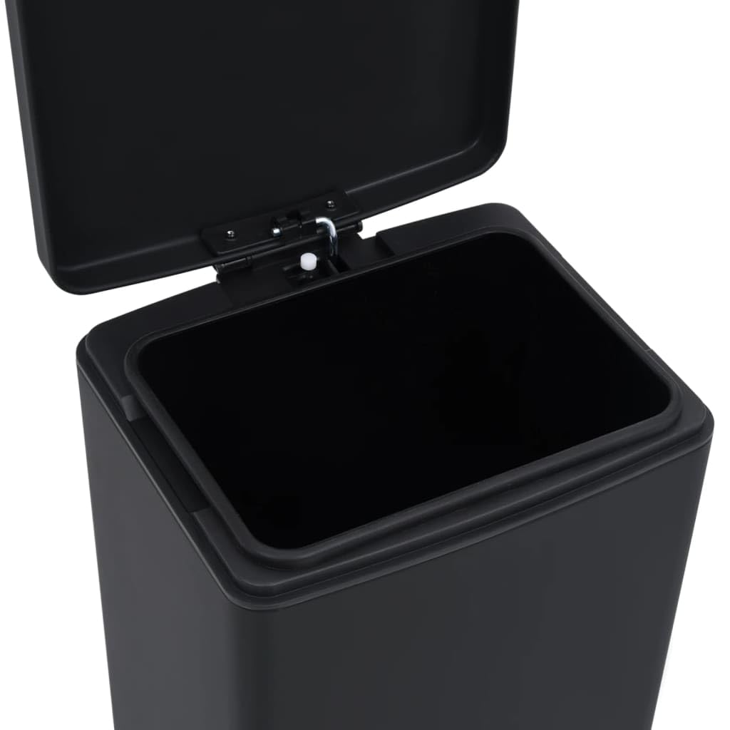 Cubo de basura con pedal antihuellas 30 L negro acero inoxidable inodoro con cubo interior para cocina, baño, oficina, salón, hogar y reciclaje