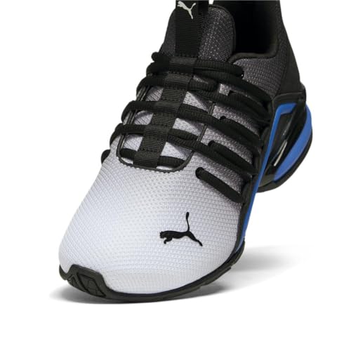 Image of PUMA Kids Boys Axelion Mesh Printed Fade Lace Up Sneakers Shoes Casual - Black, White