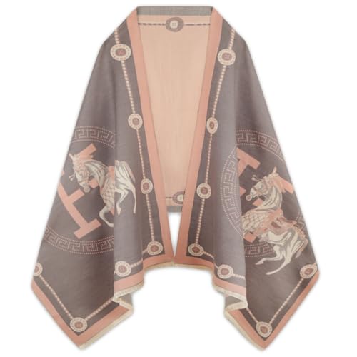 EXTREE Scarfs for Women Pashmina Silky Shawl Wrap for Evening Dressing Blanket Open Front Poncho Cape, Color-a066, 1