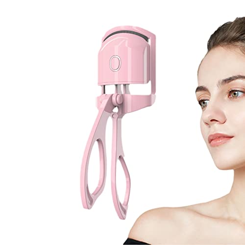 Gritin Heated Eyelash Curlers, Electric Rechargeable Eyelash Curlers-Heated Eye Lash Curler, Eyelash Eyebrow Brush Mascara Brush,Comb Lash Separator-Handheld Eyelash Heated Curler-Easy to Curl(Pink)