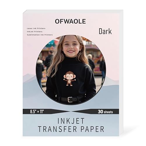 Iron-On Heat Transfer Paper for Dark Fabric – 30 Sheets 8.5x11Inch...