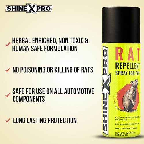 Image of ShineXPro Rat Repellent Spray for Car - Herbal-Enriched & Human Safe Rat Spray for Car Engine and Interior - No Kill, Only Repels Rodent Repellent for Car - 2X Stronger Car Rat Protector