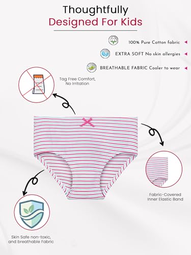 Image of Girls Printed Panty Pack of 5 Print Suitable for All Day wear with Ultrasoft and Durable Waistband for Rash Free Experience (Color & Print May Vary)