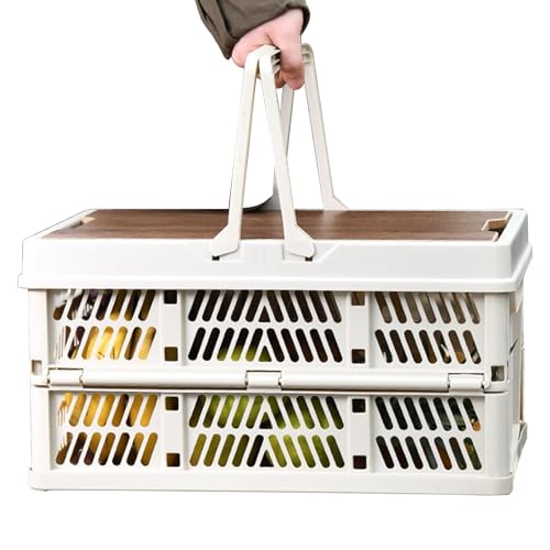 Caja plegable apilable y plegable, cesta de almacenamiento multiusos para frutas, caja de camping, contenedores de almacenamiento plegables, cajas de utilidad con asas y tapa, cesta apilable para