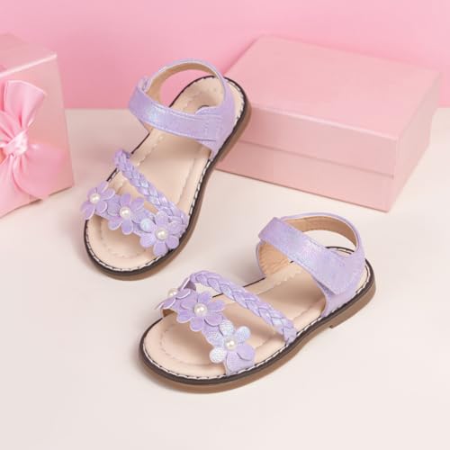 Image of Toddler Girls Sandals Little Girl Summer Flat Sandal Baby Open Toe Outdoor Beach Holiday Dress Shoes