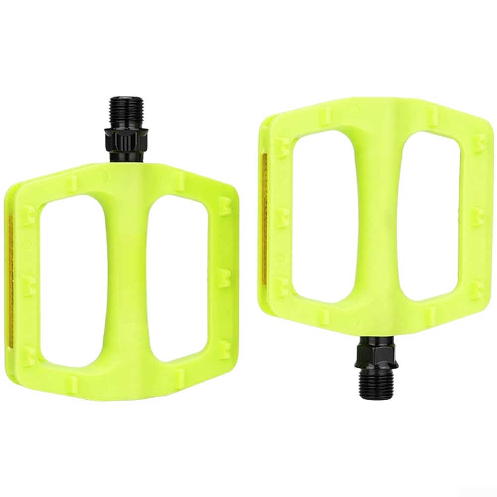Nylon Bike Pedals, Anti-Slip Design For Mountain Road Folding Bicycles, Lightweight DU Bearing, City Bicycle Pedals(Fluorescent Green)