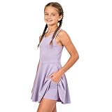 Ärmelloses Tenniskleid für Mädchen, in Shorts Taschen, athletischer Skort