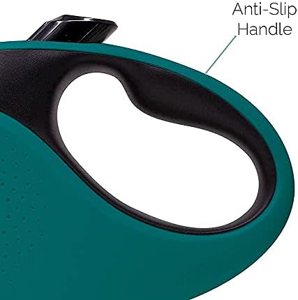 Fauna Teal Retractable Dog Lead with FREE lead extender, 5m 16ft Extending Tangle-Free, Heavy Duty Green Puppy Tape Leash up to 50kg