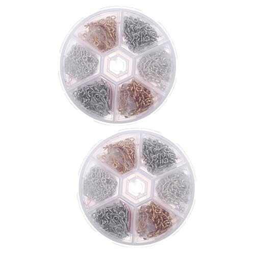 HOMSFOU 2sets Screw Eye Pin Hooks Flat Head Eye Clasp Hooks for Jewelry Accessories 750pcs*2