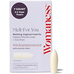 Womaness Melt for You Vaginal Moisturizer Suppositories, 7 Count | Hormone-Free, pH-Balanced Hyaluronic Acid for Dryness Relief, Applicator-Free, Vegan, No Plastic Waste. Made in USA.