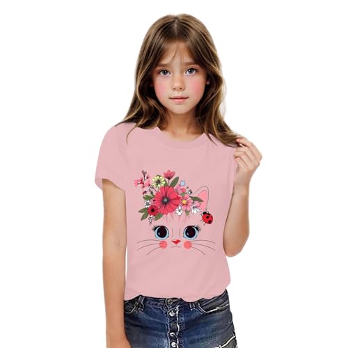 Toddler Kids Boys Girls Cotton Cute Cat Floral Pet Wildflower Flowers Cat Girls T-Shirt
